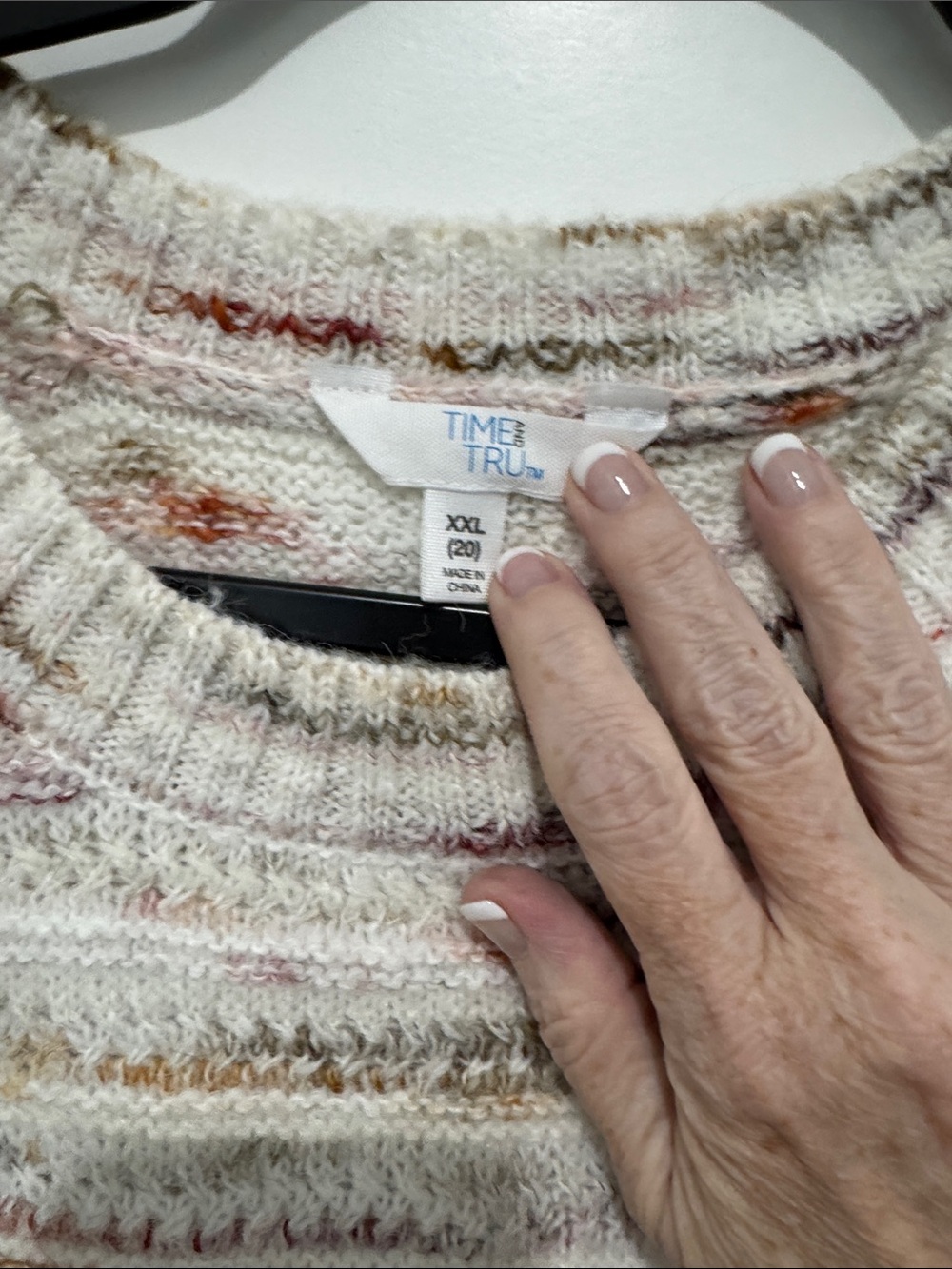 Time and Tru Cream Autumn Colored Speckled Short Sleeve Crewneck Sweater XXL - Picture 4 of 5